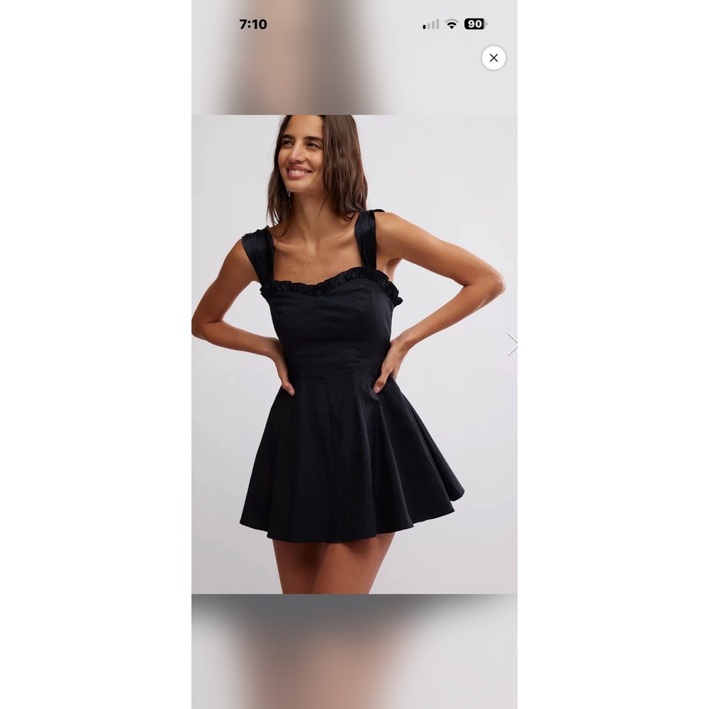 Free People Midnight Magic Mini Dress Cotton Dress Black Coquette Fit Flare M